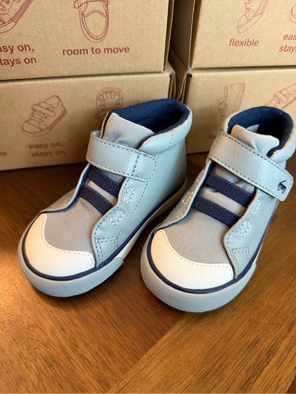 See Kai Run Light Blue and Navy High-Top Sneakers for Kids